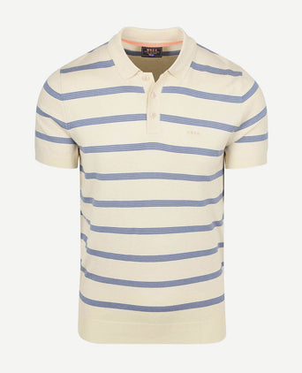 Knitted polo streep ecru