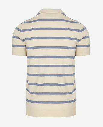 Knitted polo streep ecru