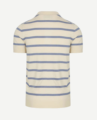 Knitted polo streep ecru