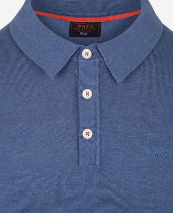Longsleeve knitted polo blauw