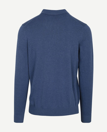 Longsleeve knitted polo blauw