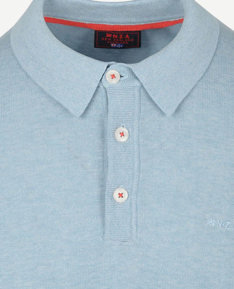 Longsleeve knitted polo lichtblauw