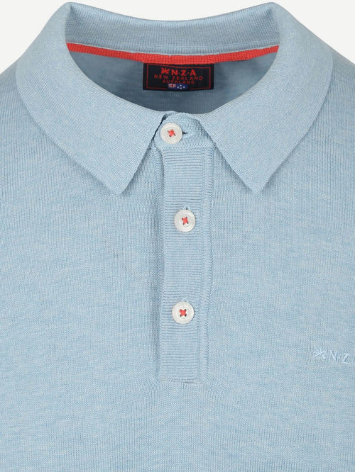 Longsleeve knitted polo lichtblauw