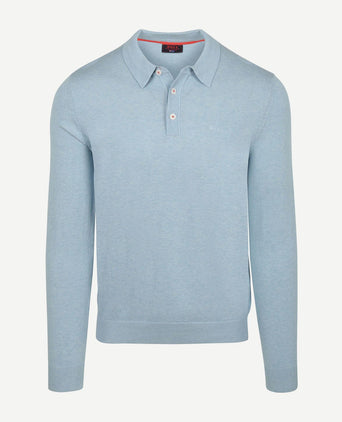 Longsleeve knitted polo lichtblauw