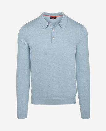 Longsleeve knitted polo lichtblauw