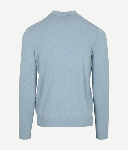 Longsleeve knitted polo lichtblauw