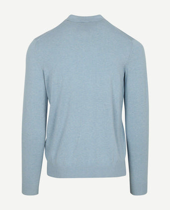 Longsleeve knitted polo lichtblauw