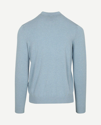 Longsleeve knitted polo lichtblauw