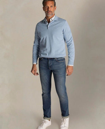 Longsleeve knitted polo lichtblauw