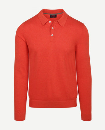 Longsleeve knitted polo rood
