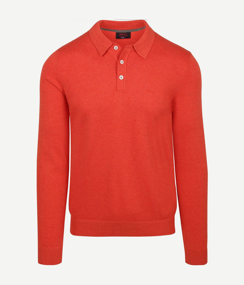 Longsleeve knitted polo rood