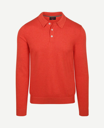 Longsleeve knitted polo rood