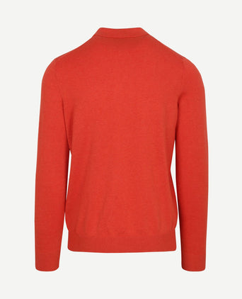 Longsleeve knitted polo rood