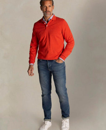 Longsleeve knitted polo rood
