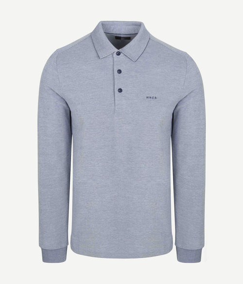 NZA longsleeve polo hamton piqué blauw | Regular-fit