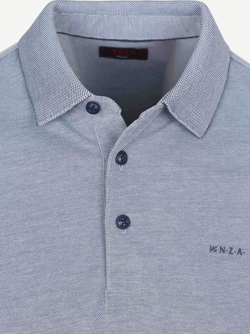 NZA longsleeve polo hamton piqué blauw | Regular-fit
