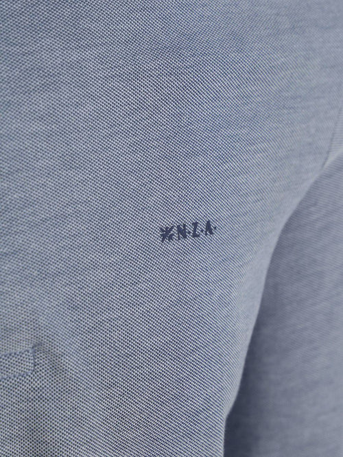 NZA longsleeve polo hamton piqué blauw | Regular-fit