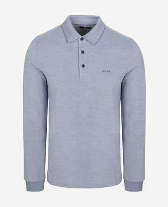 Longsleeve polo hamton piqué blauw