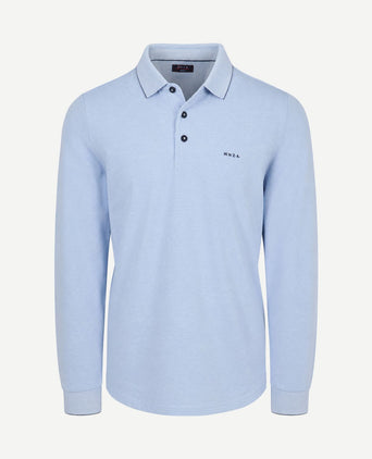 Longsleeve polo hamton piqué blauw