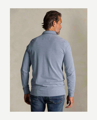 Longsleeve polo hamton piqué blauw