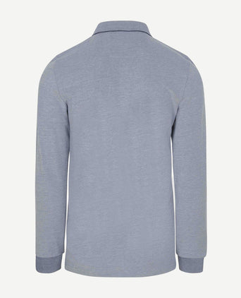 Longsleeve polo hamton piqué blauw