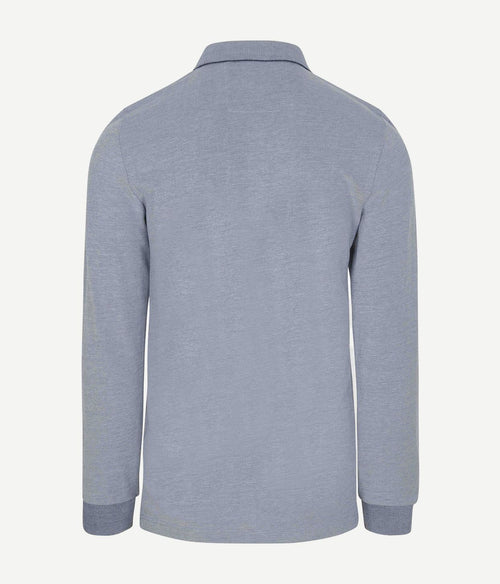 NZA longsleeve polo hamton piqué blauw | Regular-fit