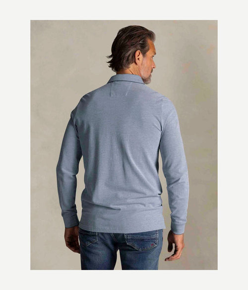 NZA longsleeve polo hamton piqué blauw | Regular-fit