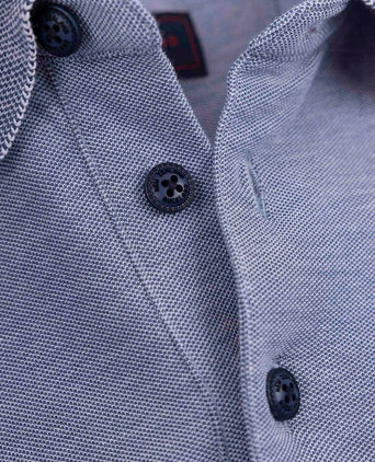 NZA longsleeve polo hamton piqué blauw | Regular-fit