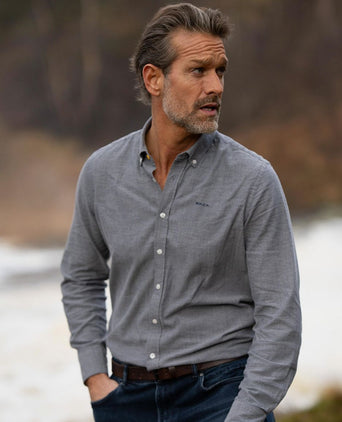 Overhemd bd barn twill donkerblauw