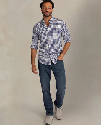 Overhemd bd coarse heavy flannel blauw