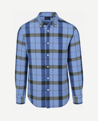 Overhemd bd waihi flannel check ink blue