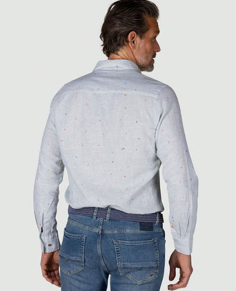 NZA overhemd emerson linnen blend groen | Regular-fit