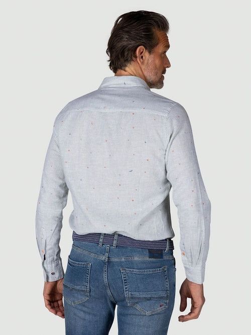 NZA overhemd emerson linnen blend groen | Regular-fit