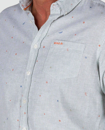 NZA overhemd emerson linnen blend groen | Regular-fit