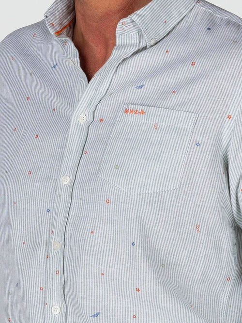 NZA overhemd emerson linnen blend groen | Regular-fit