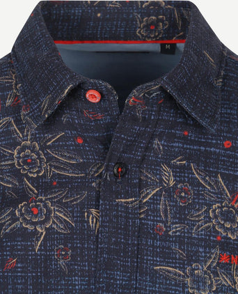 Overhemd gunner print donkerblauw