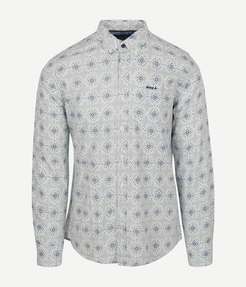 Overhemd karson linnen blend blauw