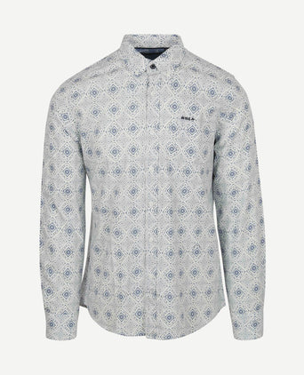 Overhemd karson linnen blend blauw