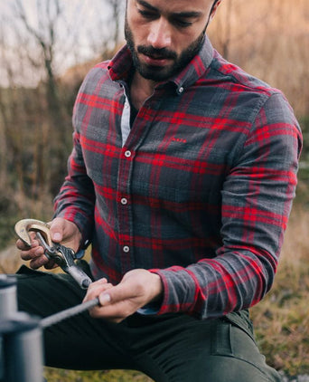 NZA overhemd leon flanel antraciet | Regular-fit