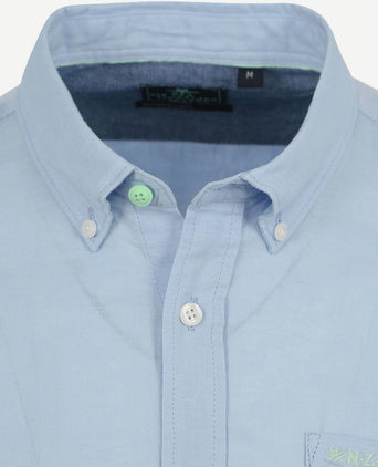 NZA overhemd okarito linnen lichtblauw | Regular-fit