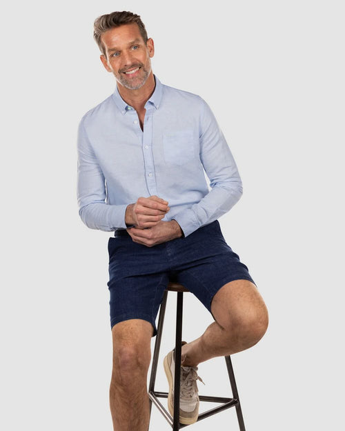 NZA overhemd okarito linnen lichtblauw | Regular-fit