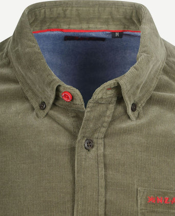 NZA overhemd omar fine corduroy olijfgroen | Regular-fit