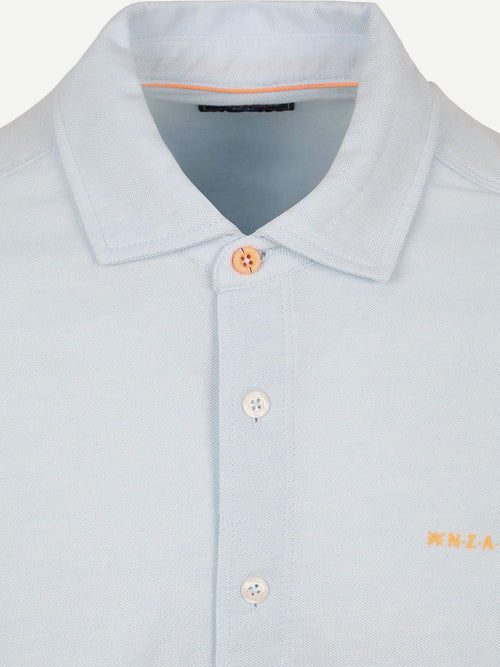 Overhemd short sleeve piqué sky blauw