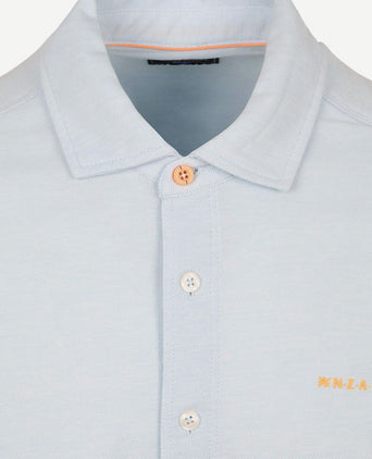 Overhemd short sleeve piqué sky blauw