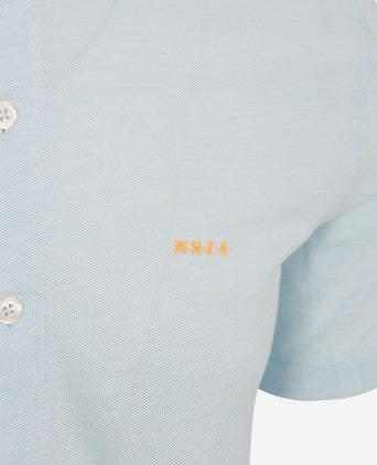 Overhemd short sleeve piqué sky blauw