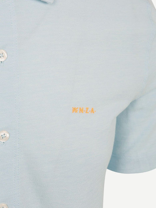 Overhemd short sleeve piqué sky blauw