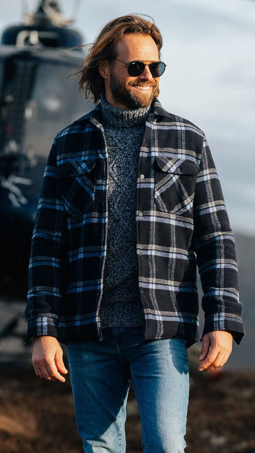 NZA overshirt alex wolmix donkerblauw | Regular-fit