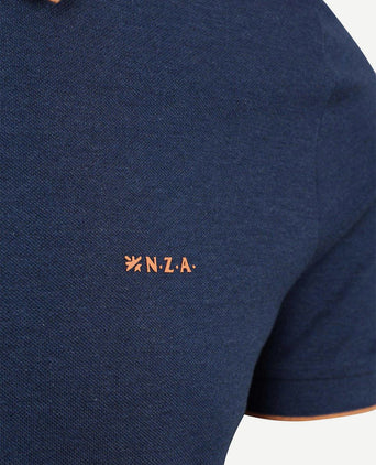 Polo henley piqué donkerblauw sky