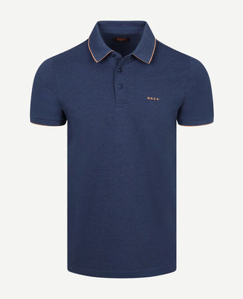 Polo henley piqué donkerblauw sky