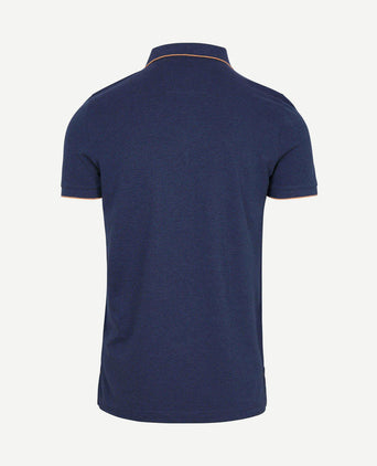 Polo henley piqué donkerblauw sky